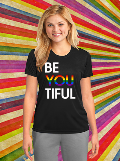 BeYOUtiful Rainbow Women's Black T-shirt