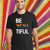 BeYOUtiful Rainbow Black V-neck T-shirt - Thumbnail 3
