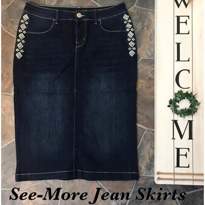 Demi mid length dark denim skirt