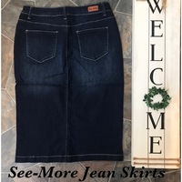 DEMI MID LENGTH DARK DENIM SKIRT - Thumbnail 1