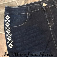 DEMI MID LENGTH DARK DENIM SKIRT - Thumbnail 2