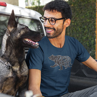 Tribal Tattoo Bear Design,  Navy Blue T-shirt - Thumbnail 1