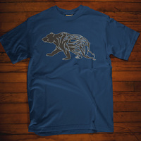 Tribal Tattoo Bear Design,  Navy Blue T-shirt - Thumbnail 2