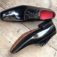 Black Alligator Skin Leather shoes For Men's - Thumbnail 1