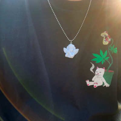 Free shipping-vintage cupid angel necklace