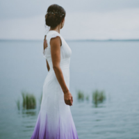 Simple A Line Chiffon Purple Beach Wedding Dresses ,Prom Dresses  - Thumbnail 1