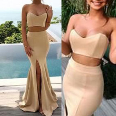 2 piece mermaid prom dresses for women - Thumbnail 4