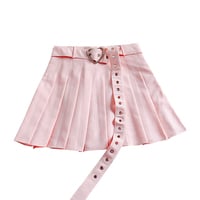 Sweet high waist love belt waist pleated skirt - Thumbnail 3
