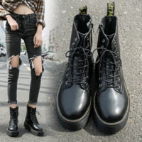 Black Lace up Winter Ankle Boots - Thumbnail 4