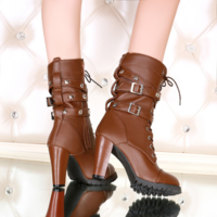 Rivet High Heels Fashion Boots - Thumbnail 4