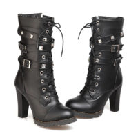Rivet High Heels Fashion Boots - Thumbnail 1
