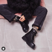 Harajuku Lace up Red and Black Side Zip Ankle Boots - Thumbnail 4