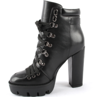 PU Leather Black Platform Ankle Boots - Thumbnail 4