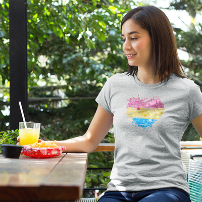 Pansexual heart women's athletic grey t-shirt