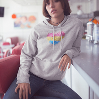 Pansexual Heart Women's Athletic Grey T-shirt - Thumbnail 4