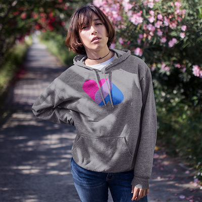Bi intertwined hearts unisex hoodie - Thumbnail 3