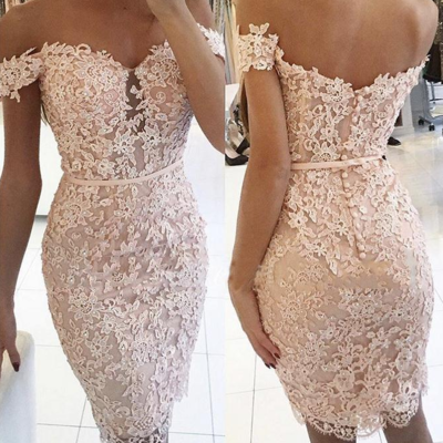 Sexy off-the-shoulder lace short prom dress,homecoming dresses - Thumbnail 5