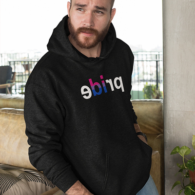 Bi in pride black unisex hoodie - Thumbnail 2