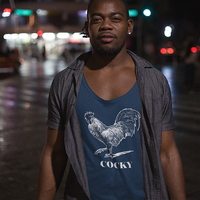 Cocky, Navy Blue Tank Top - Thumbnail 2