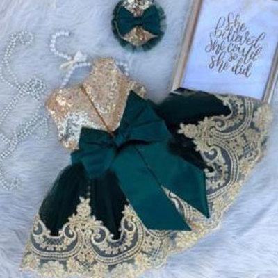 Short flower girl dresses with appliques - Thumbnail 4