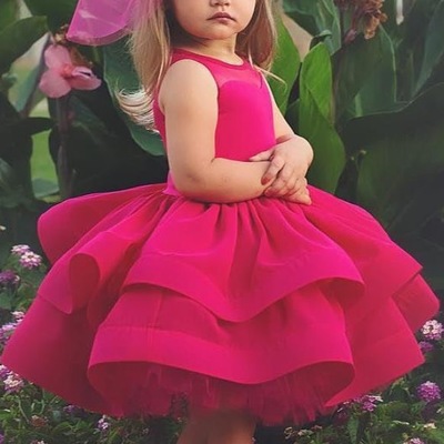 Fuchsia ball gown flower girl dresses for wedding party - Thumbnail 5