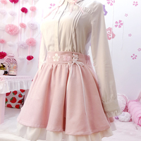 Sakura embroidery strap dress Mori girl bow tie skirt skirt - Thumbnail 2
