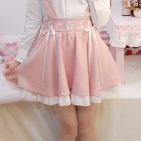 Sakura embroidery strap dress Mori girl bow tie skirt skirt - Thumbnail 3