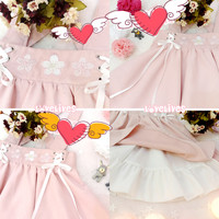 Sakura embroidery strap dress Mori girl bow tie skirt skirt - Thumbnail 4
