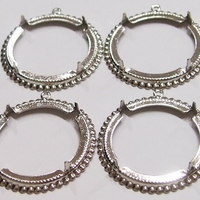 4 of 40 mm Old Round Large Antique Silver Pendants Setting with Rope Design Prongs - Thumbnail 2