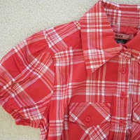 (New with tags) Red/White Plaid Shirt - Thumbnail 2