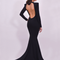 Simple Long Sleeves Open Back Backless Prom Dress  - Thumbnail 1