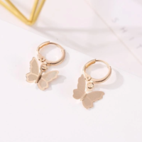 FROSTED BUTTERFLIES EARRINGS ( SILVER + GOLDEN - 2 PAIRS ) - Thumbnail 2