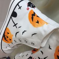 Harajuku New Halloween Pumpkin Devil Bat Hand Painted Shoes - Thumbnail 1