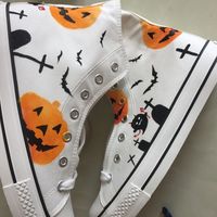Harajuku New Halloween Pumpkin Devil Bat Hand Painted Shoes - Thumbnail 2