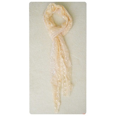 (New with tags) Peach Sequin and Lace Scarf