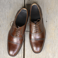 Handmade Cap toe Leather Oxford Brown Shoes - Thumbnail 1