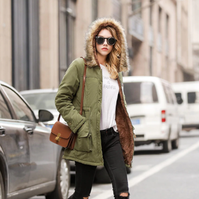 Casual hooded warm jacket winter coat - Thumbnail 4