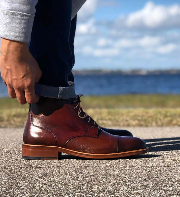 Men Brown Color Stylish High Ankle Suede Leather Customized Lace Up Boots