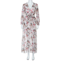 Elegant V Neck Printed Summer Maxi Dress - Thumbnail 2