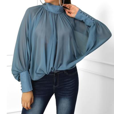 Women'S Bat Sleeve Loose Chiffon Shirt Top