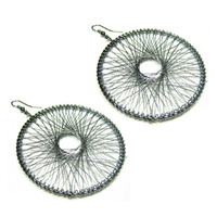 "Caught" Round Wire Net Earrings - Thumbnail 1