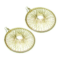 "Caught" Round Wire Net Earrings - Thumbnail 2