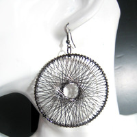 "Caught" Round Wire Net Earrings - Thumbnail 3