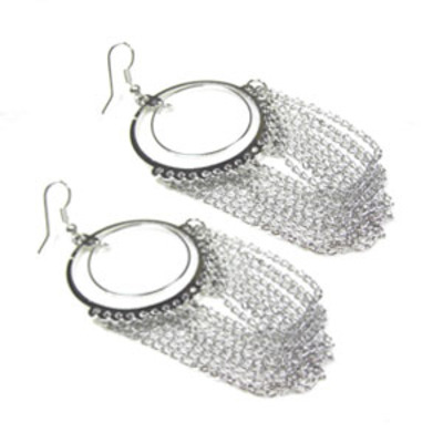 "connected" round chained earrings