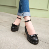 Retro Harajuku Ankle Strap Thick Heels Shoes - Thumbnail 2