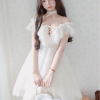Gorgeous White Kawaii Off Shoulder Summer Dress - Thumbnail 3