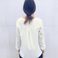 Fashion V-Neck Long-Sleeved Shirt - Thumbnail 3