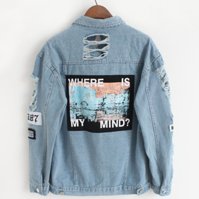 Retro Harajuku Ripped Denim Jacket
