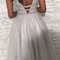 Sparkly V Neck Floor Length Prom Dresses for Women MB002 - Thumbnail 1