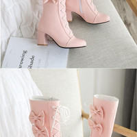 New sweet lace bow high boots - Thumbnail 1